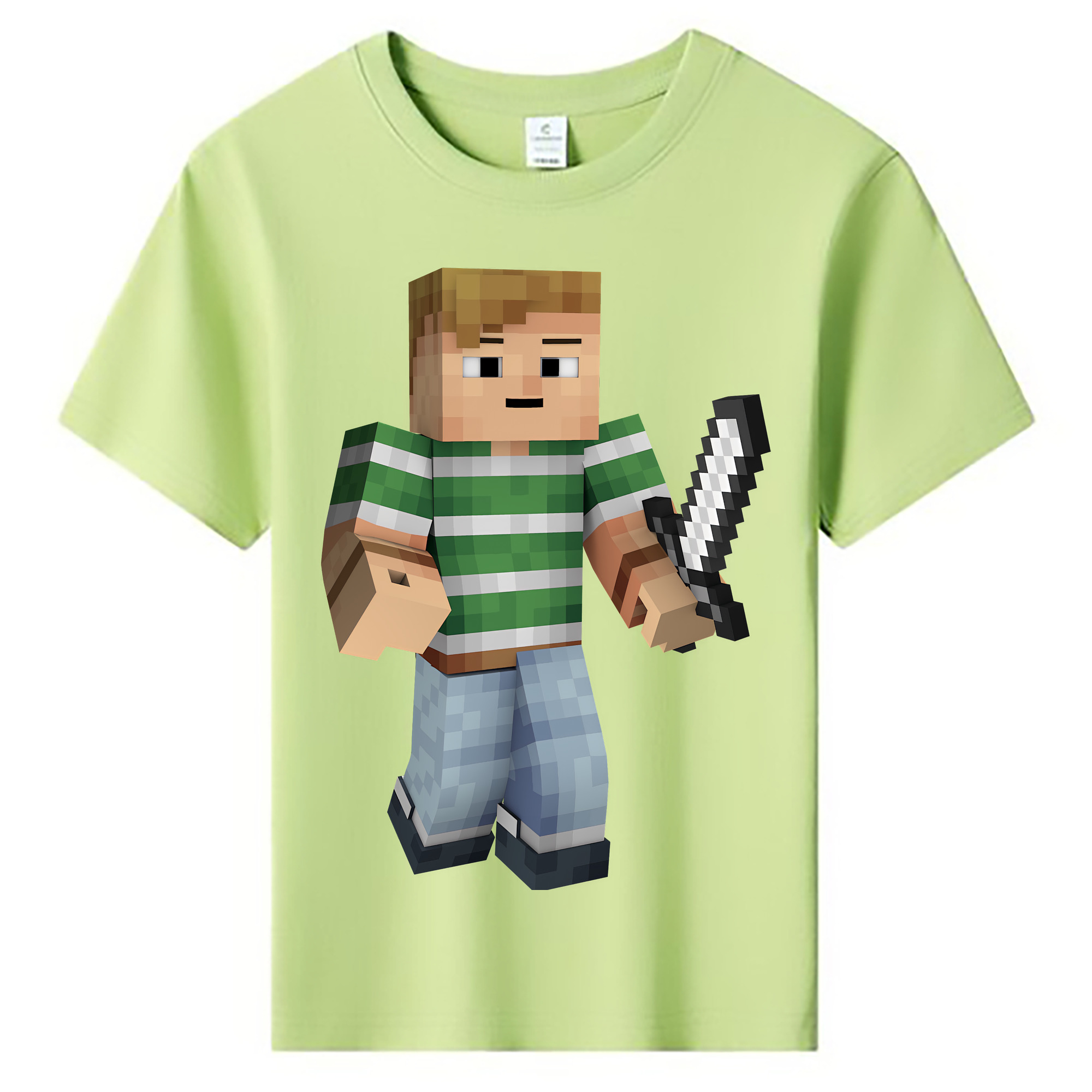 （画像用） マインクラフト ブロックの世界 Minecraft MC Block world 綿100％キッズTシャツ（フロントプリント）
